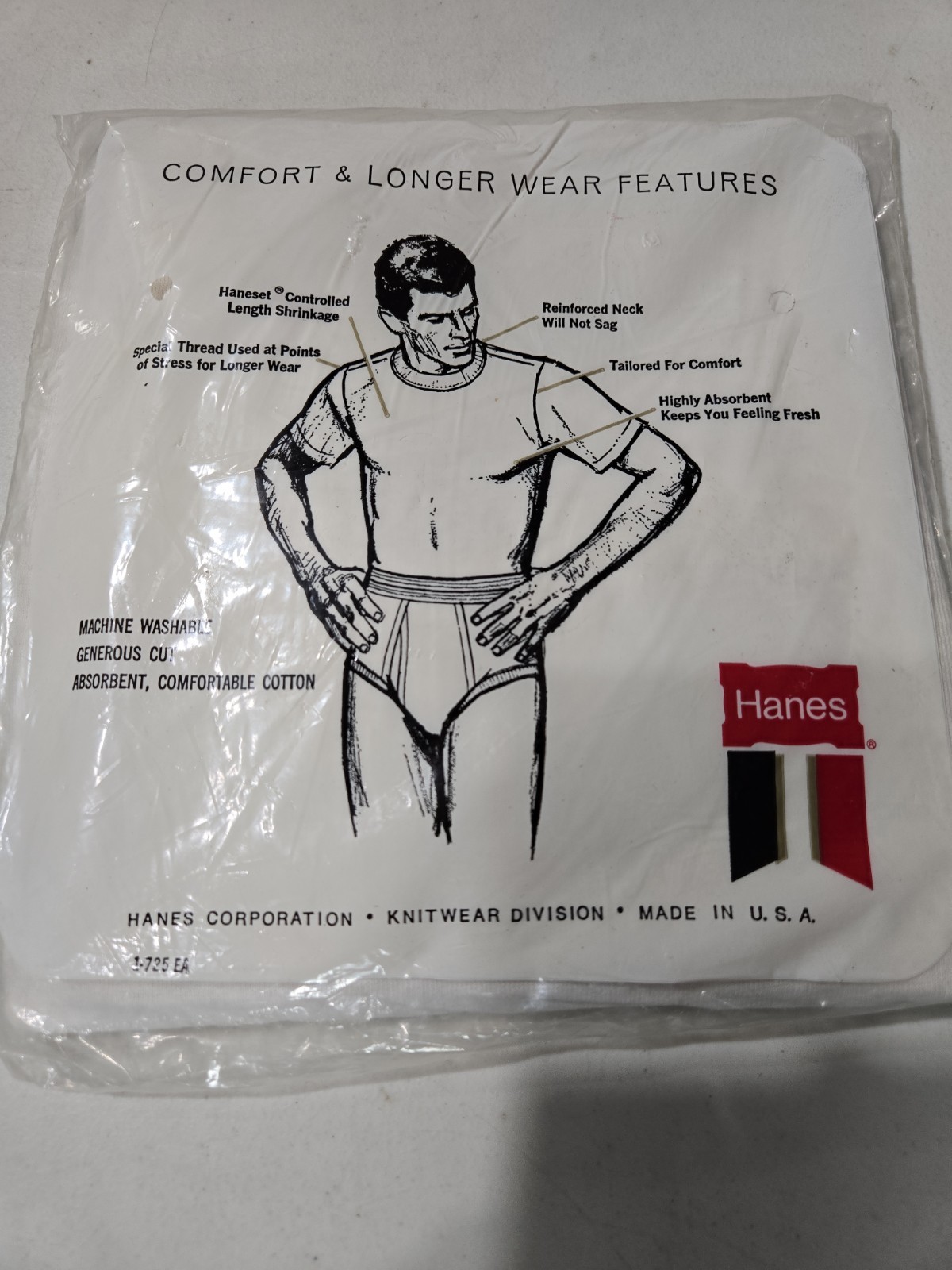 Hanes Vintage T-Shirts 1 Pack LARGE TALL MAN Deadstock Sealed NOS Haneset 50/60s