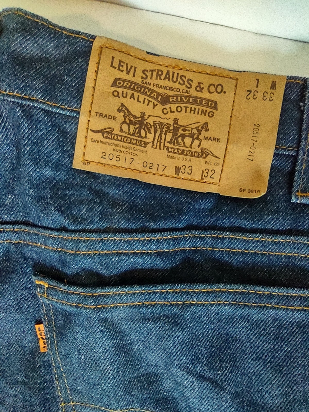 Levi’s Vintage 517 Orange Tab Bootcut Denim Jeans 33 x 32 Made in USA Indigo