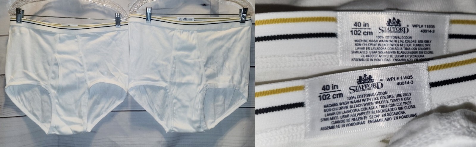 VTG 2 Stafford 40 In Briefs TightyWhitey Underwear Blue Gold Stripe NEW BinY3