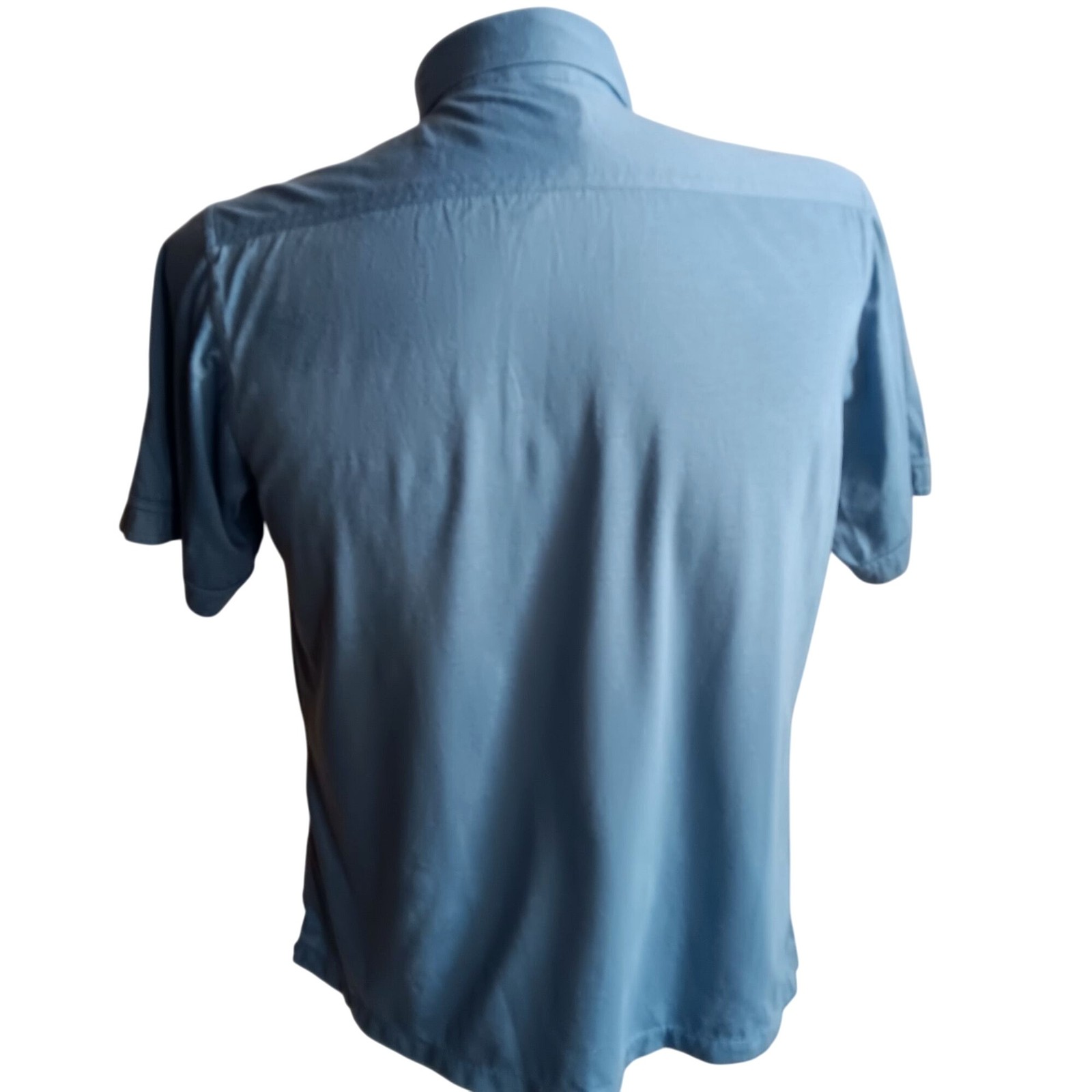 True Vintage Sears Shirt Large Blue Short Sleeve 70’s Button-Up Pockets Buttery