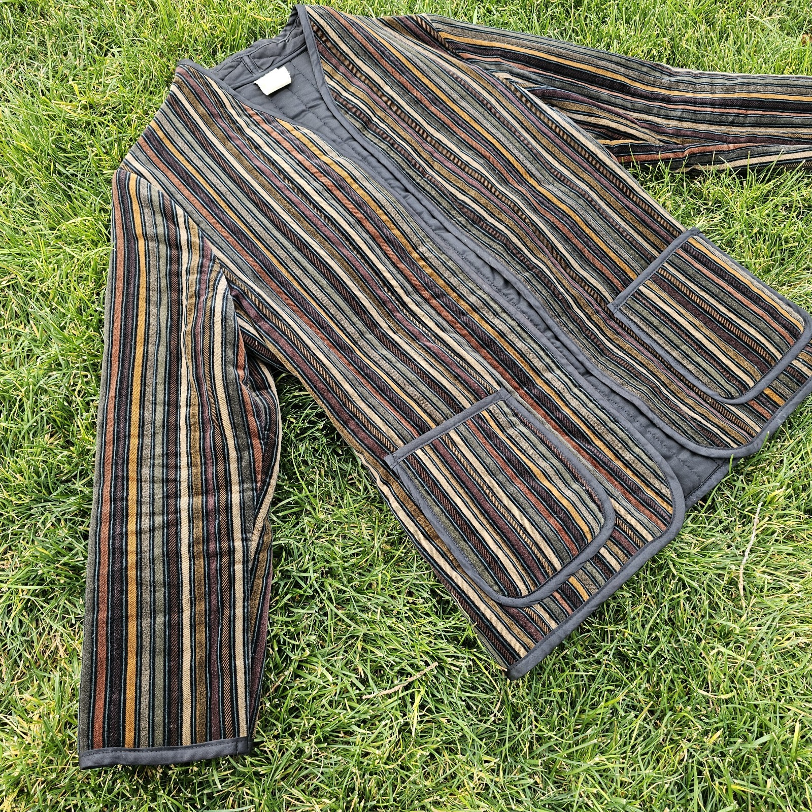 Vintage Striped Velveteen Jacket Possibly gallery Brand RN-25141 Size MEDIUM M
