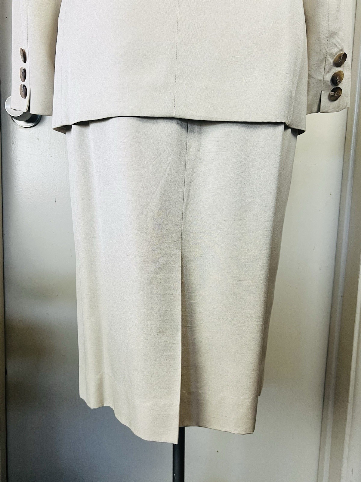 80’s Christian Dior Skirt Suit Women’s Sz:10 Cream/off White Prime Double Breast