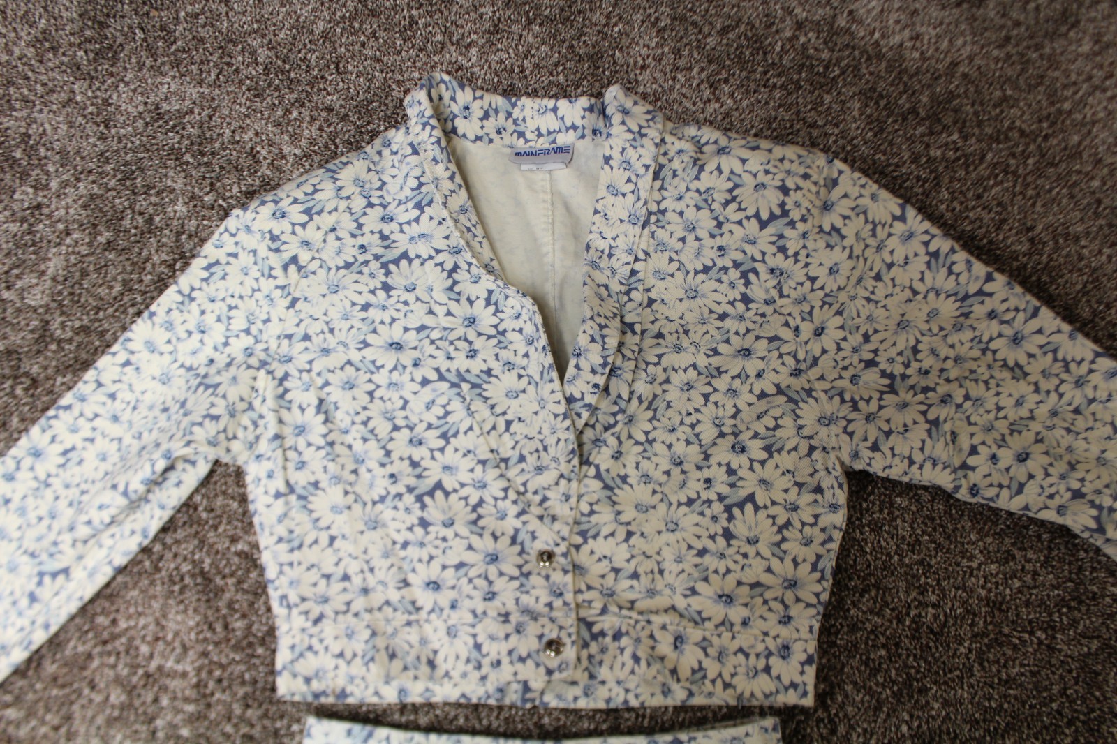 Vintage Girl women Blue/White Floral jacket and skirt Y2K 90’s size 9