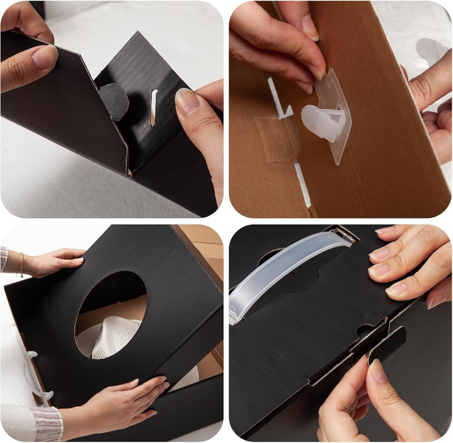 Panama Fedora Hat Storage Box Set of 5 – Travel & Gift Organizer, Black