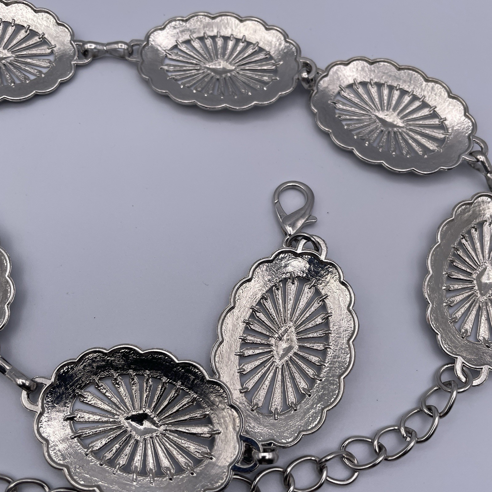 Lot of 3 vintage & Modern Silver Tone Concho & Circle Chain Belts