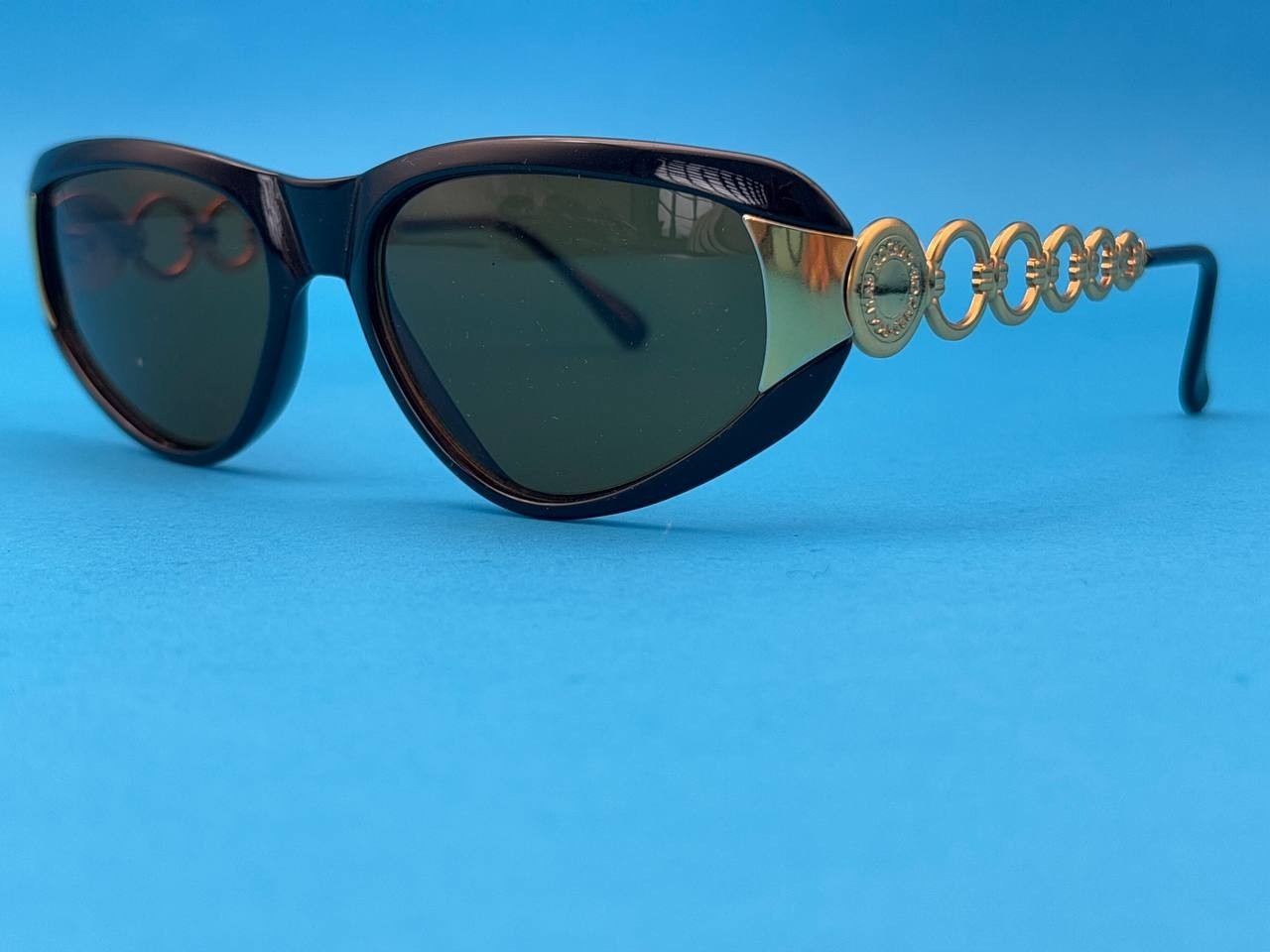Vintage Rochas Paris 9004 01 Sunglasses Black Gold France Designer Rare Chic