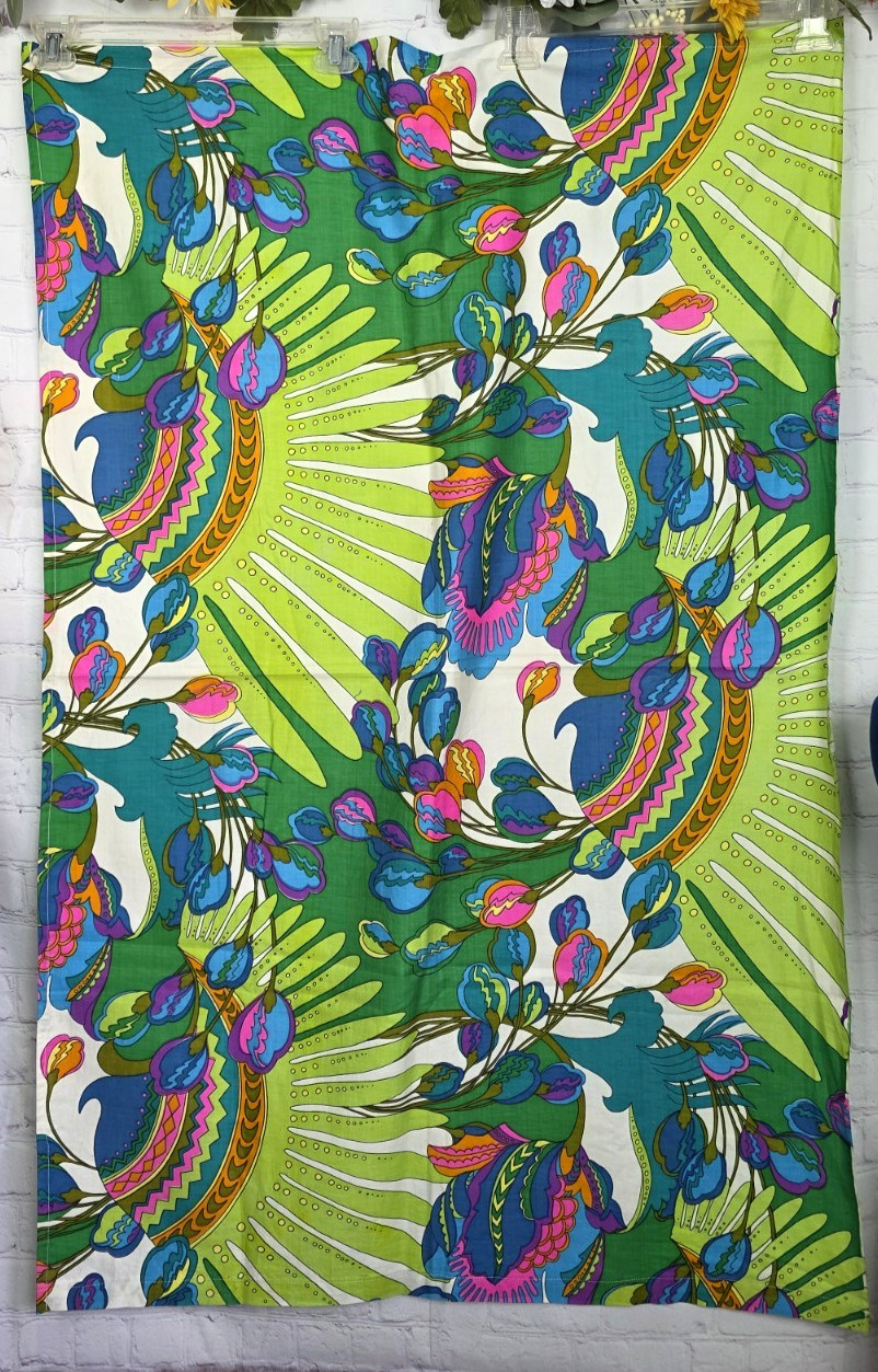 Vintage 70’s Bikini Top And Sarong Handmade Tropical Neon Festival Beachy Hippie