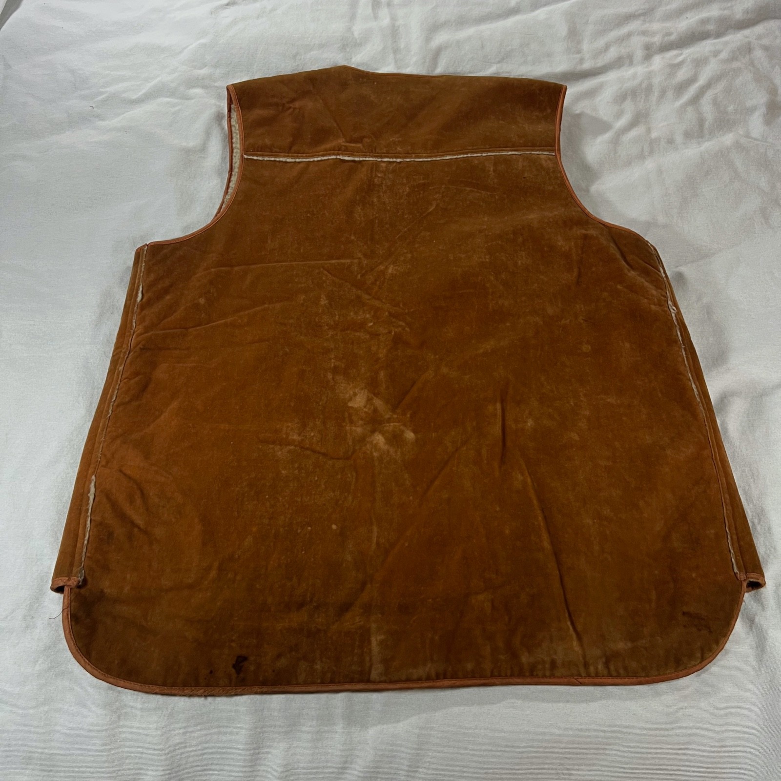 Vintage Faux Suede Vest Synthetic Sherpa Lining Shanhouse 70s 80s Western