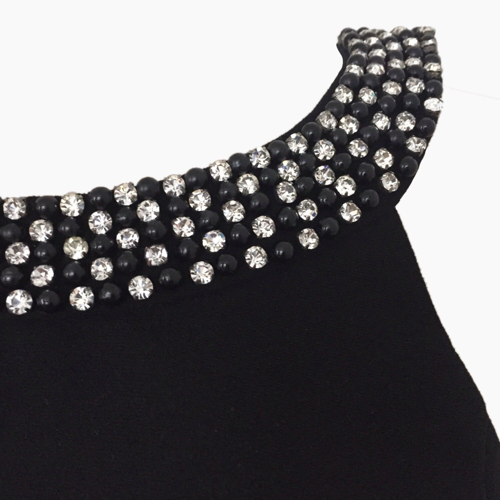 1990’s Dressy Sleeveless Crop Top with 360º Rhinestone + Beaded Collar