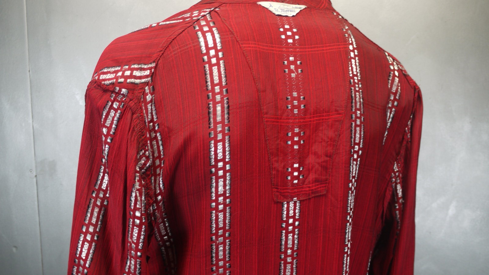Elegant VTG Men’s St. MORITZ Acetate Rayon Loungewear RED Smoking FANCY Robe L