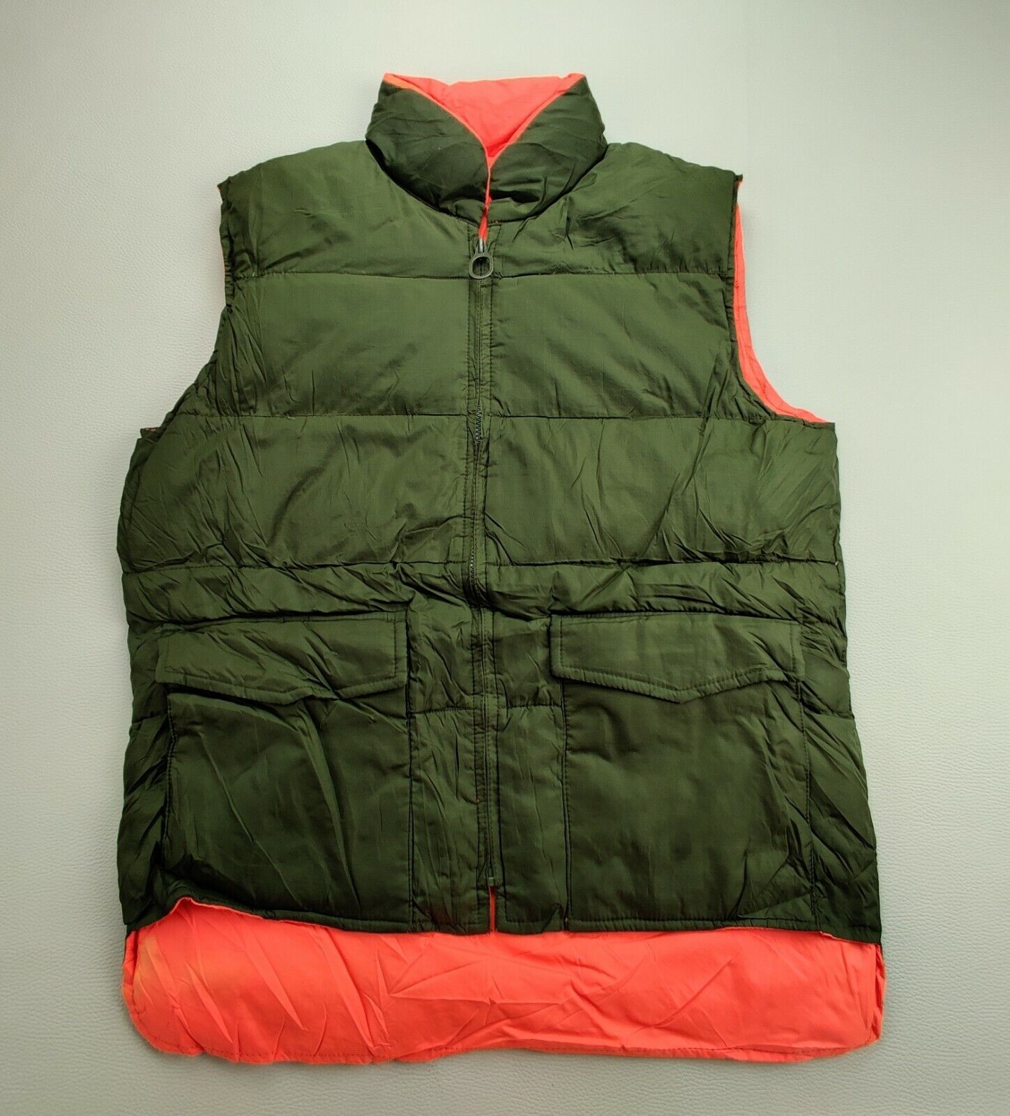 Sears Work’n Leisure Down & Feather Men’s M Reversible Green/Orange Vest Jacket