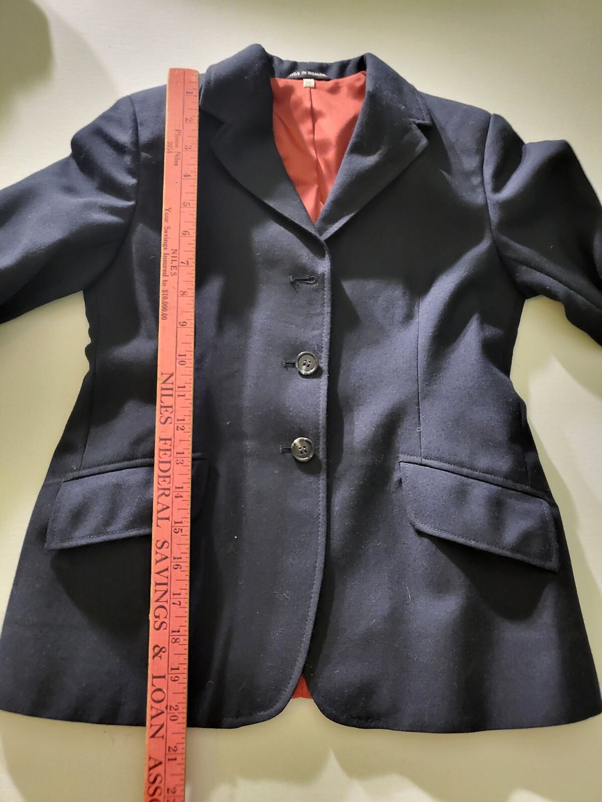 Vintage Child’s Equestrian Riding Jacket Blue Romania Sz 10 Circa 1980s