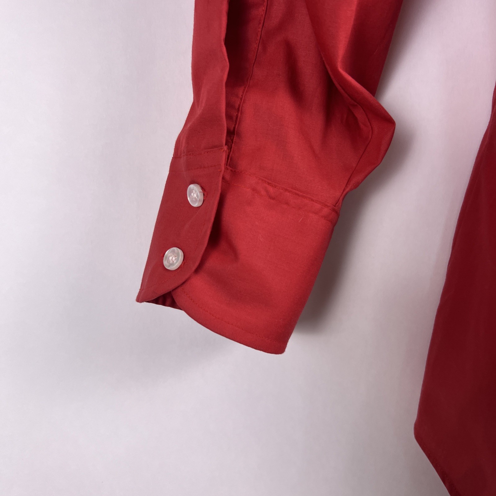 VTG 70s Arrow Kent Collection Mens 16-32 Red Dagger Collar Long Sleeve Button Up