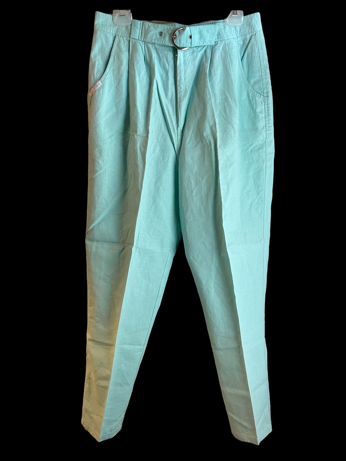 Vintage 80s Gitano Women’s Size 16 32×29 High Waist Mom Belted Pants Mint Green