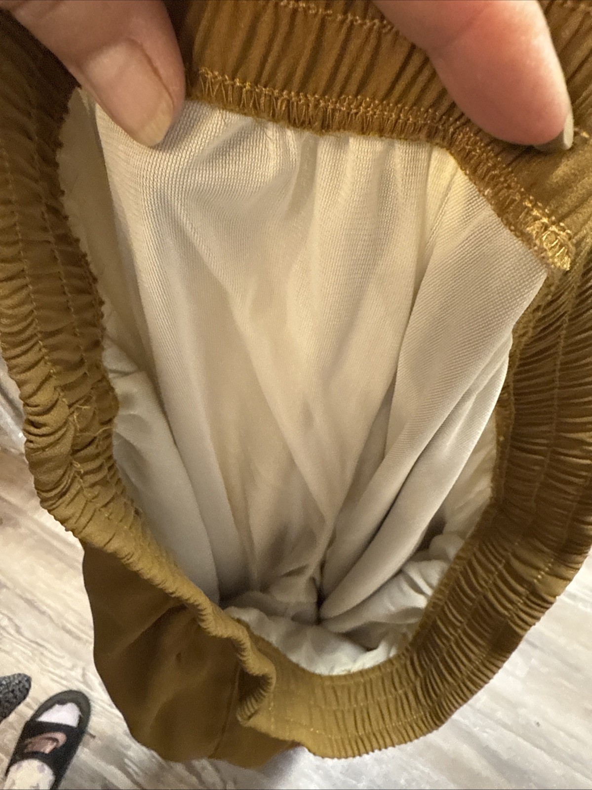 Vtg La Fille Top And Bottom Set Brown Sheer Pant Suit Lined Swoop Neck Nice