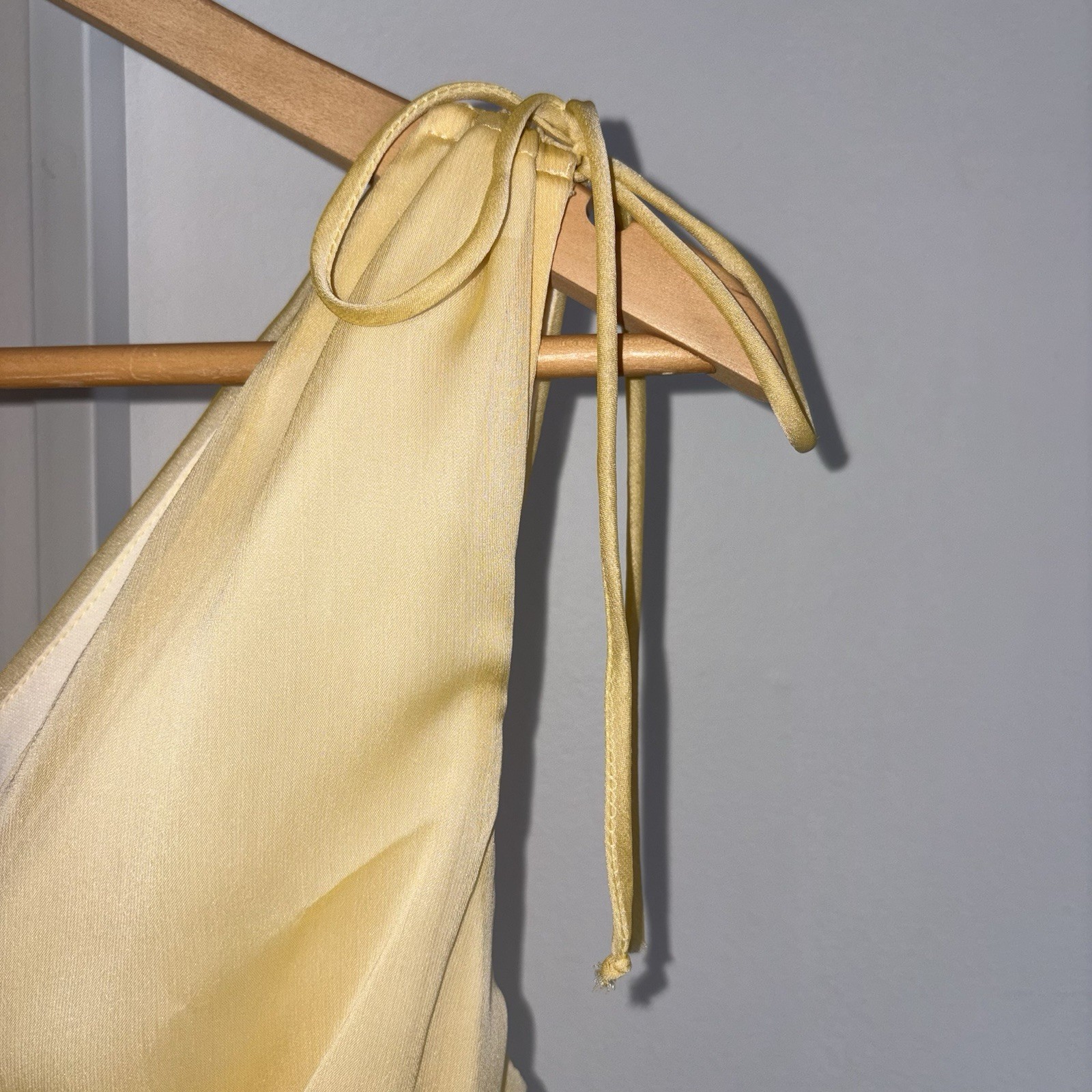 VTG Studio Y Yellow Chiffon Midi Tie Dress Size 13/14 Fairy Boho Ethereal Y2K