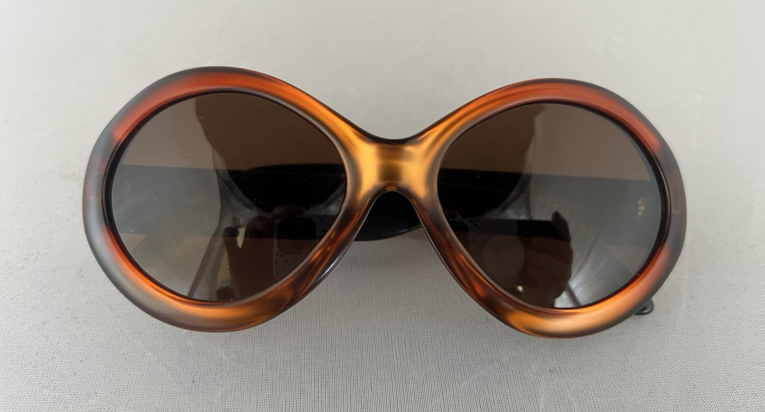 Vintage 80s Christian Dior Sunglasses Greta 12Y Optyl Gold Brown Austria 54mm