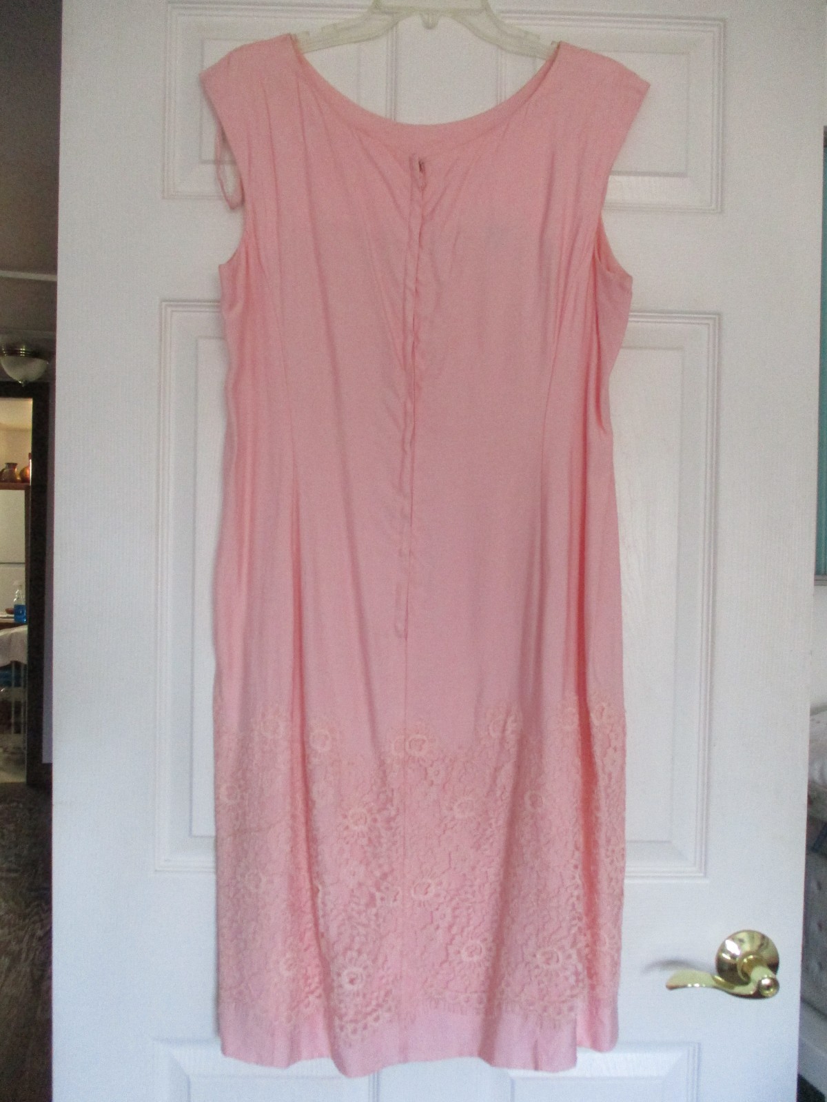 Carol Brent Vintage Pink Shift Dress Large Midi Lace Mod Sleeveless M L