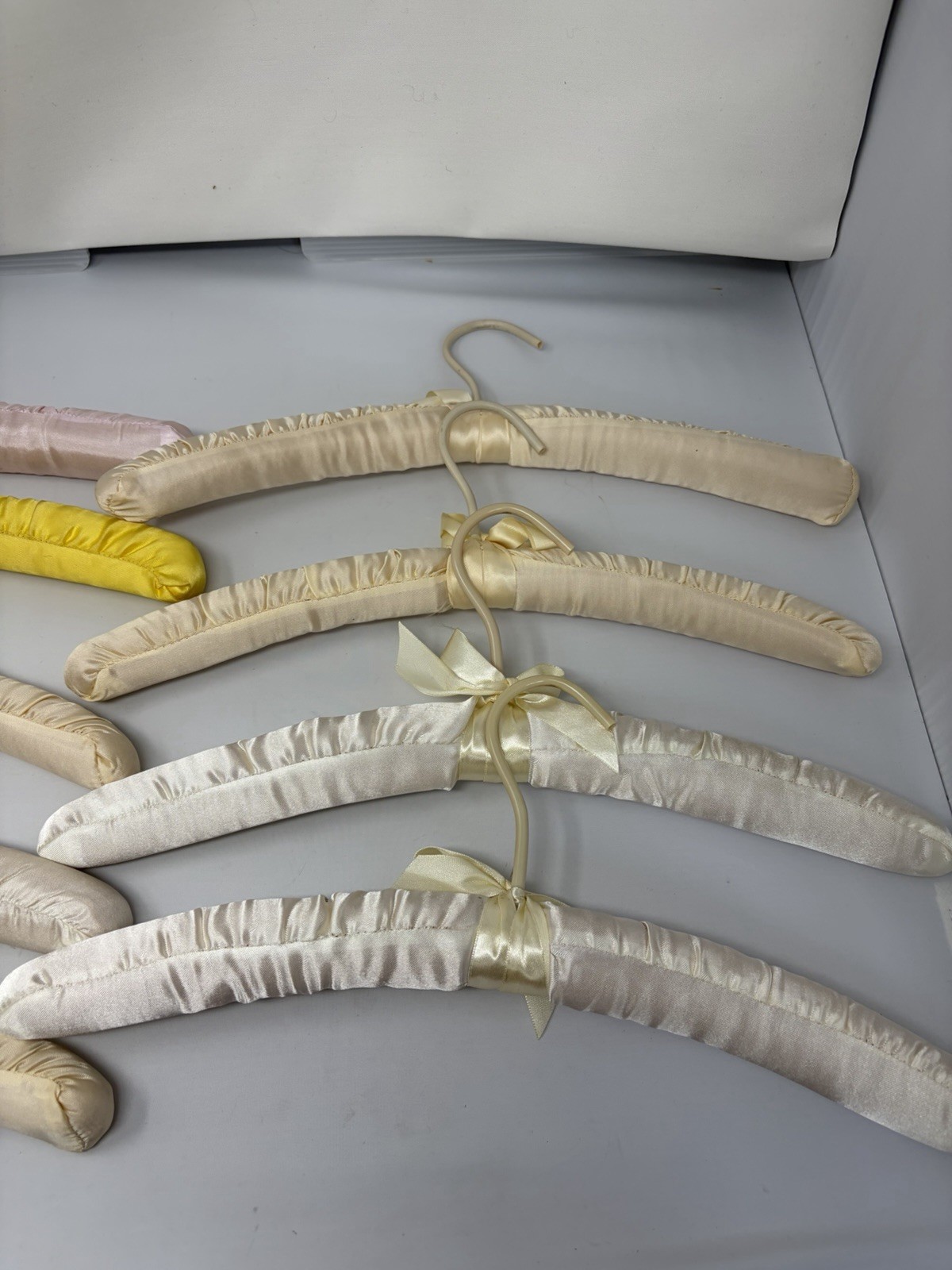 Vintage Lot of 9 Satin Covered Clothing Hangers ( Read)
