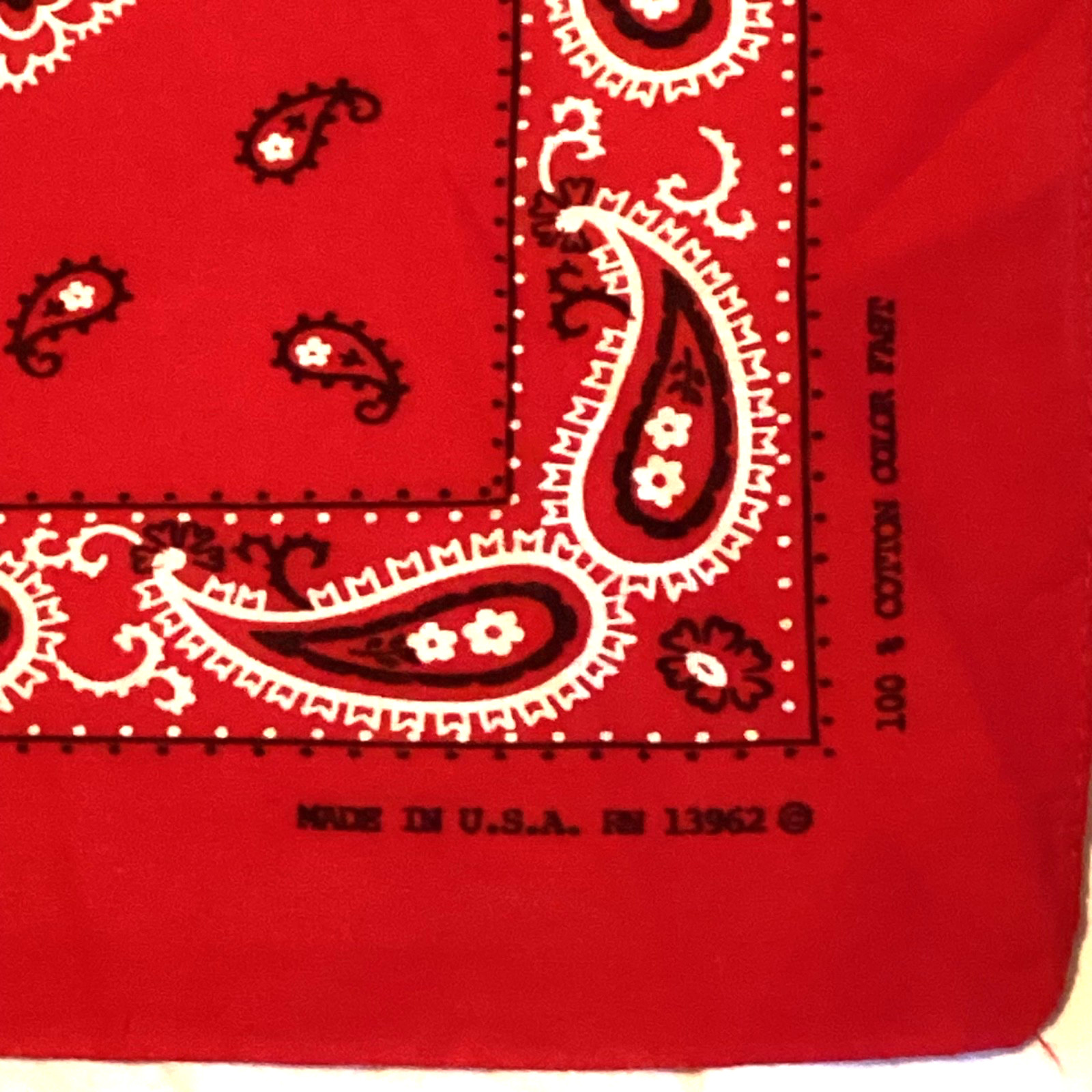 Vintage Red Paisley Bandana..Made in USA…100% Cotton Color Fast