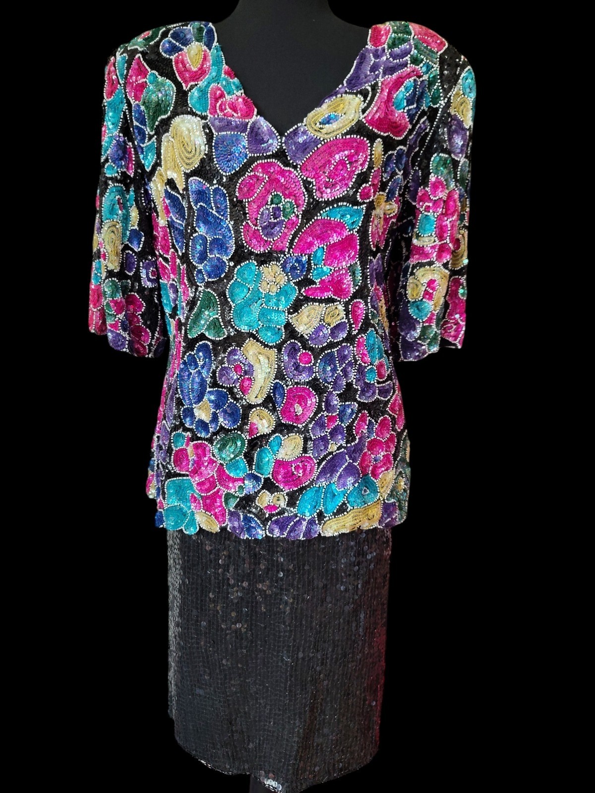 Lot of 11 Vintage Beaded & Sequined Dresses/Sets Mixed Formal Evening Wear