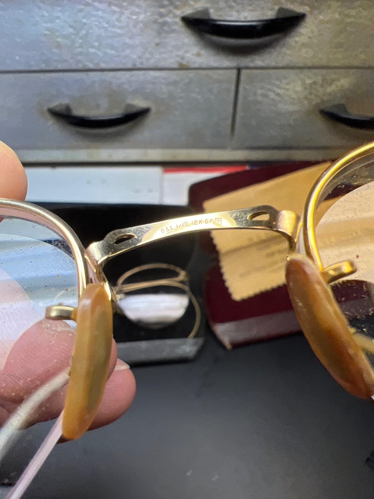 Lot 2 Antique Eyeglasses Marked 1/10th 12K GF Each With Case! B&L & AO! Nice!