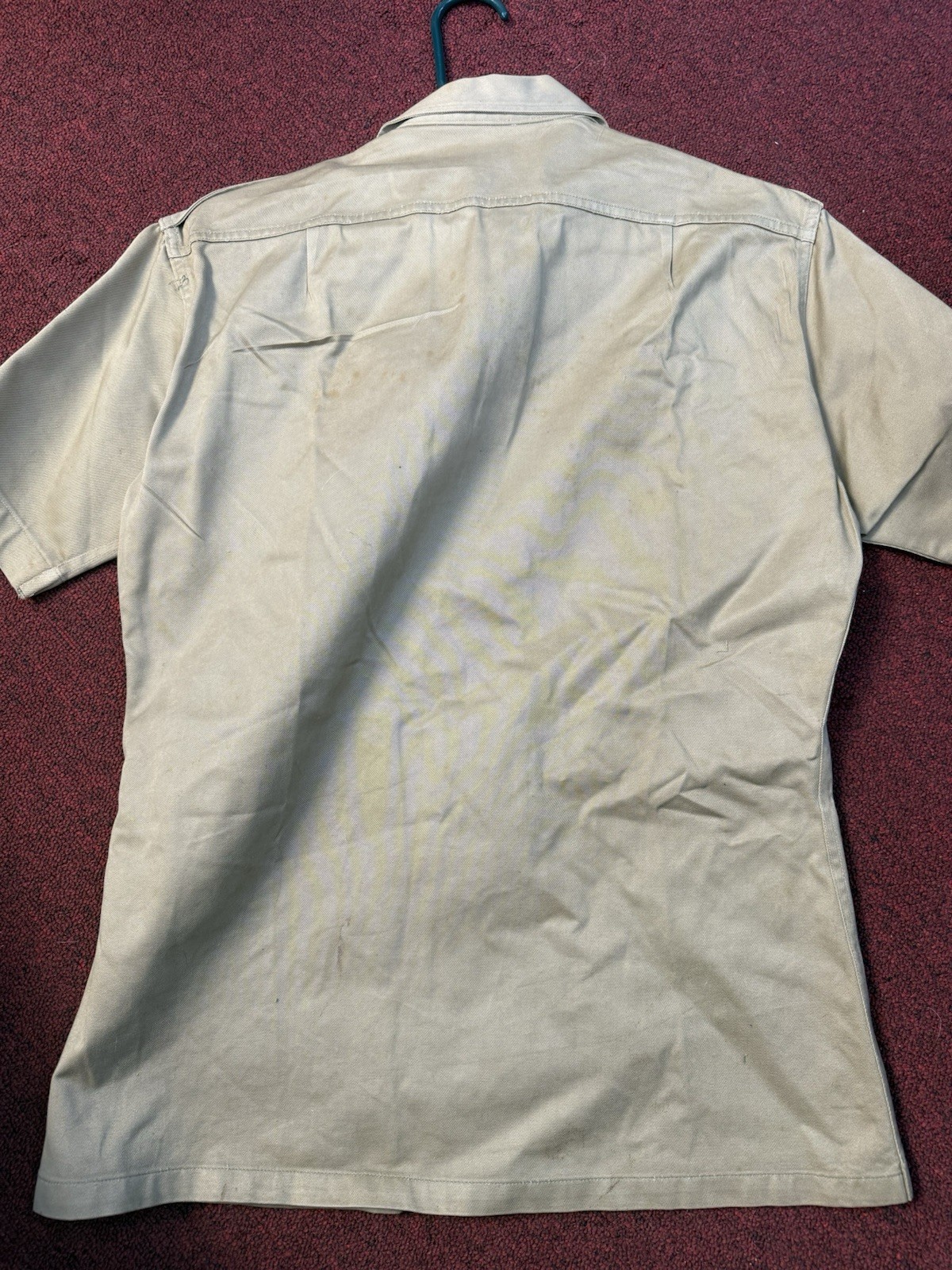 Vintage 60s US Army Military Khaki Uniform Shirt Size Large (MGJun363)