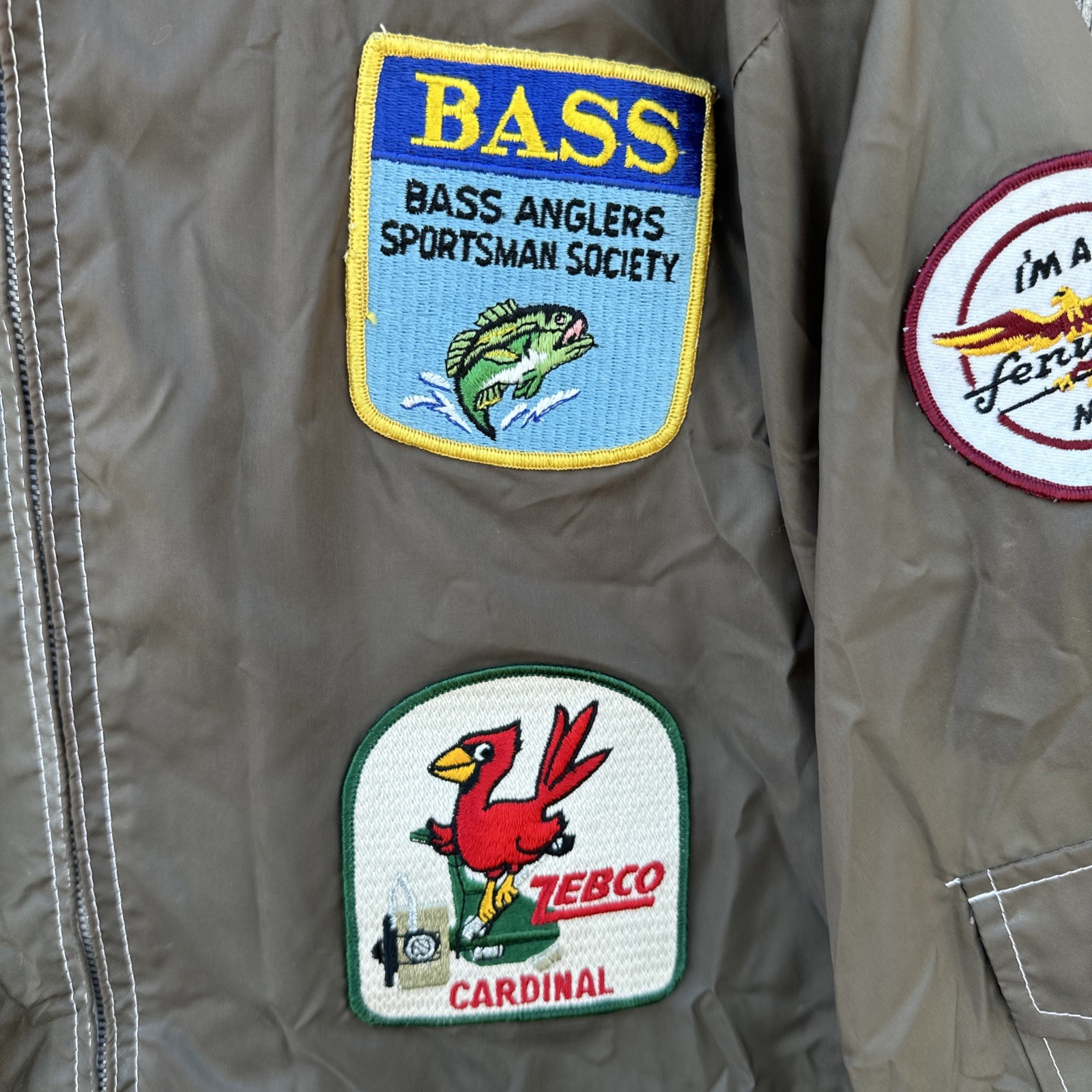 VTG 70s-80s Fishing Angler B.A.S.S. Tournament Patch Jacket Rogue Valley OR Med.
