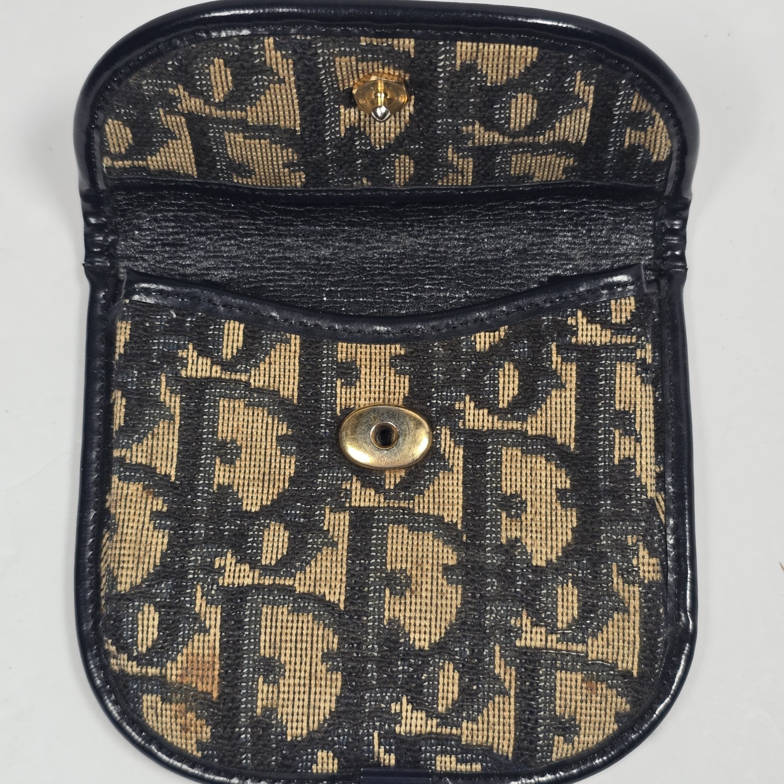 Vintage Dior Monogram Coin Purse CD Logo Jacquard Pouch Snap Closure READ