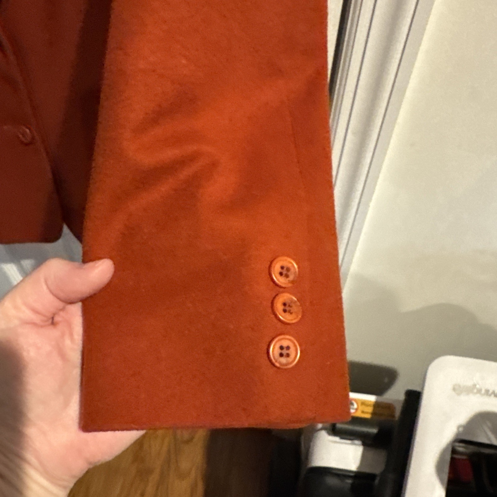 LL Bean Vintage Burnt Orange Blazer Size 10P Wool Cashmere Silk Lined