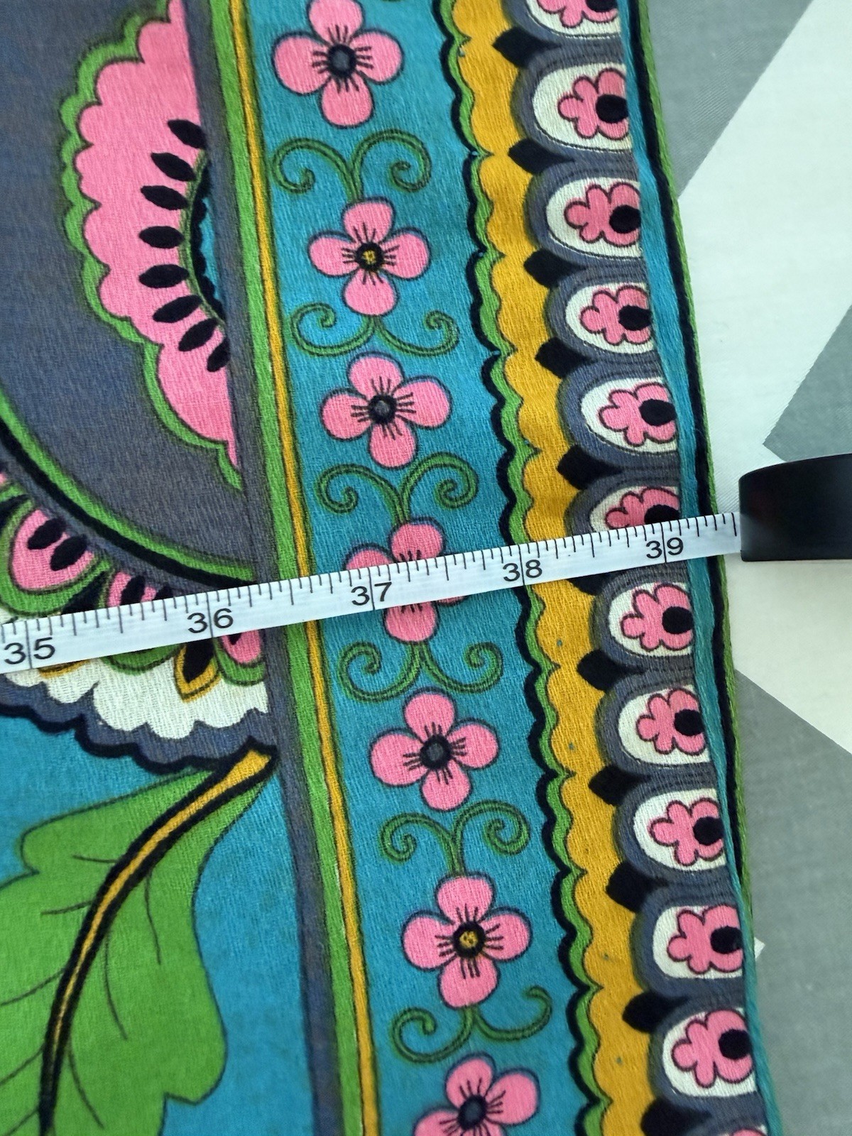 Vintage Alice Women’s Long Wrap Skirt Size 12 Turquoise Floral Elastic Waist Tie