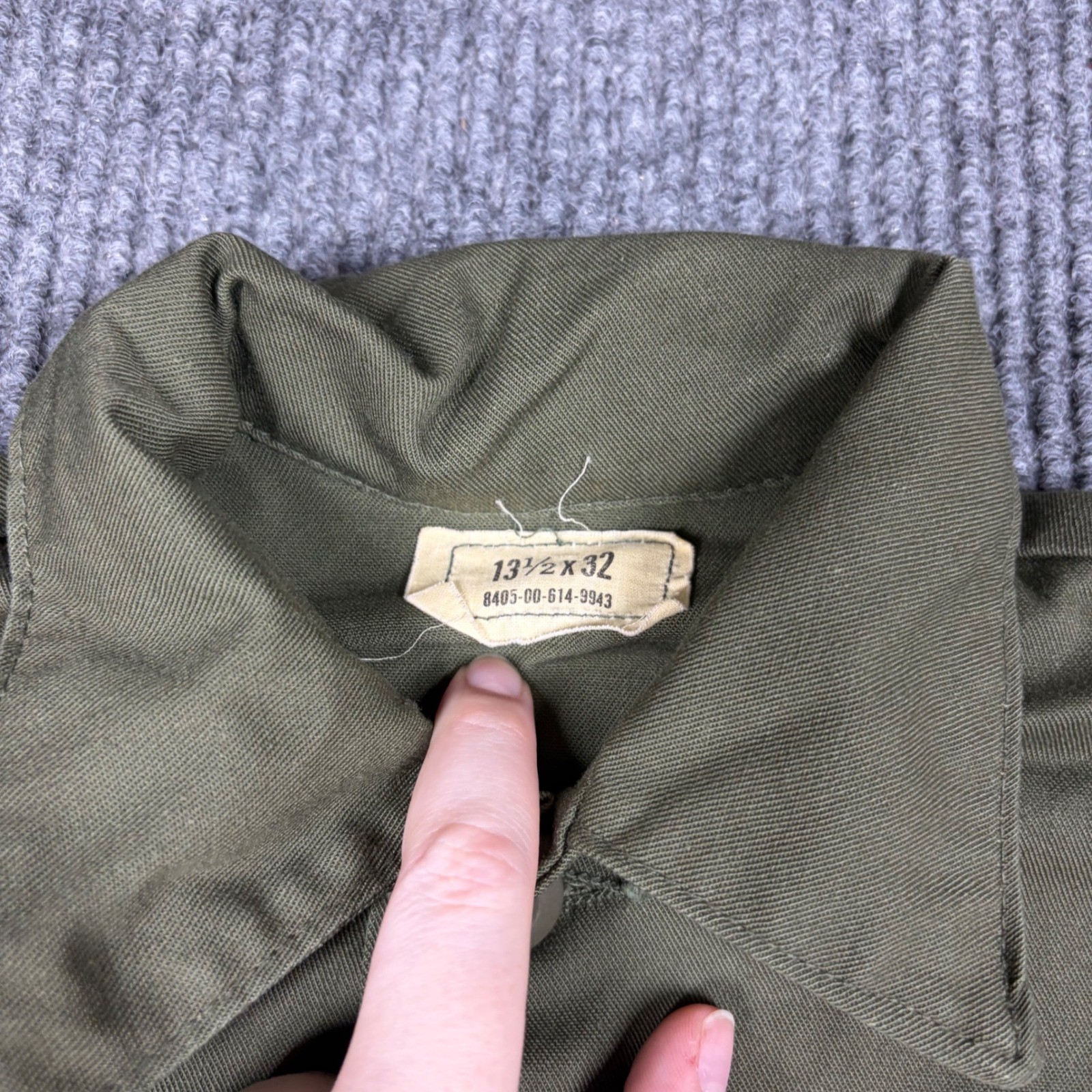 Vintage US Army OG-507 Utility Shirt Mens 13.5×32 Selma Apparel Olive Drab Green