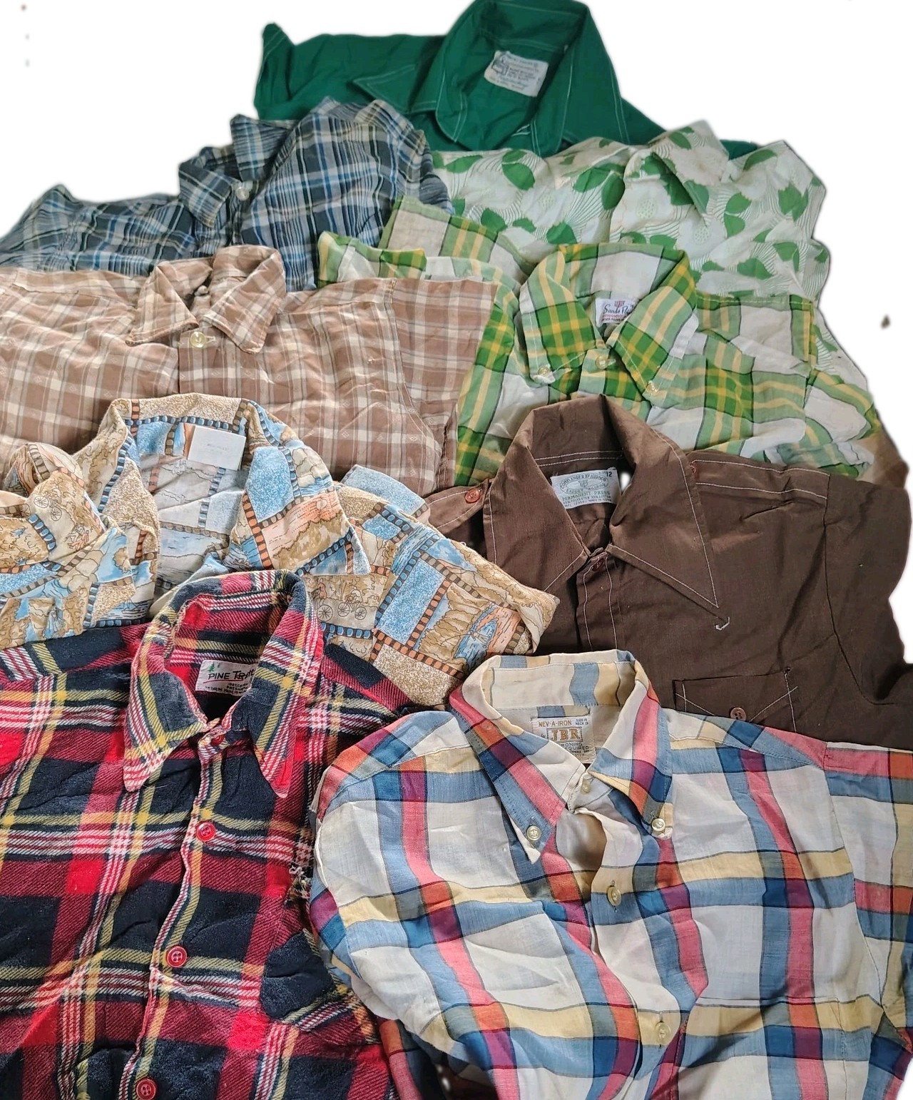 Bundle Lot Of 9 Vi11.ntage 1970s Boys Button Up Shirts Western Flannel Reseller