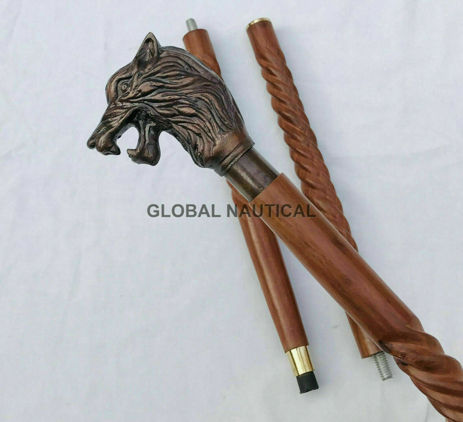 Working Style WAREWOLF Head Handle Walking Stick Cane Handmade Style HANDMADE