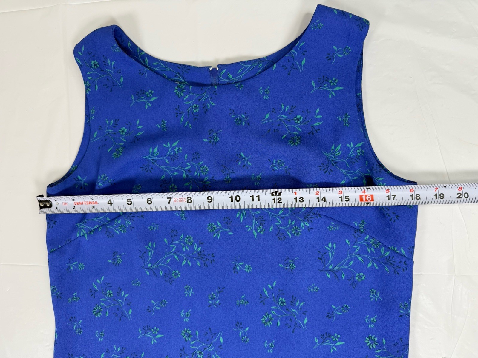 Vintage Leslie Fay Dress Midi Size 8 Blue Floral Sleeveless Casual Business EUC