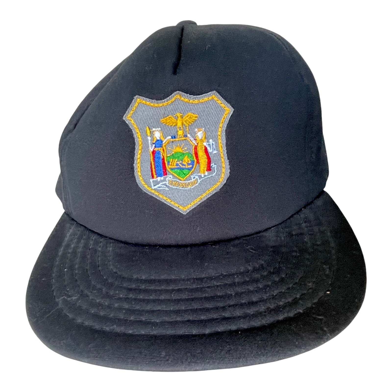 Vtg Yupoong New York State Patch Mesh Foam Snap Back Trucker Baseball Hat Korea