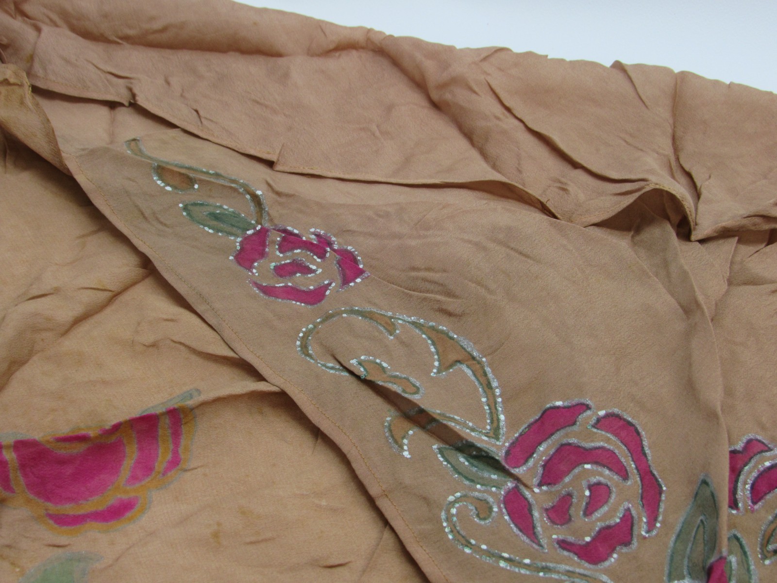 1940s Painted Lady Scarves Flowers FLoral 1950s Handpainted Lot Scarf