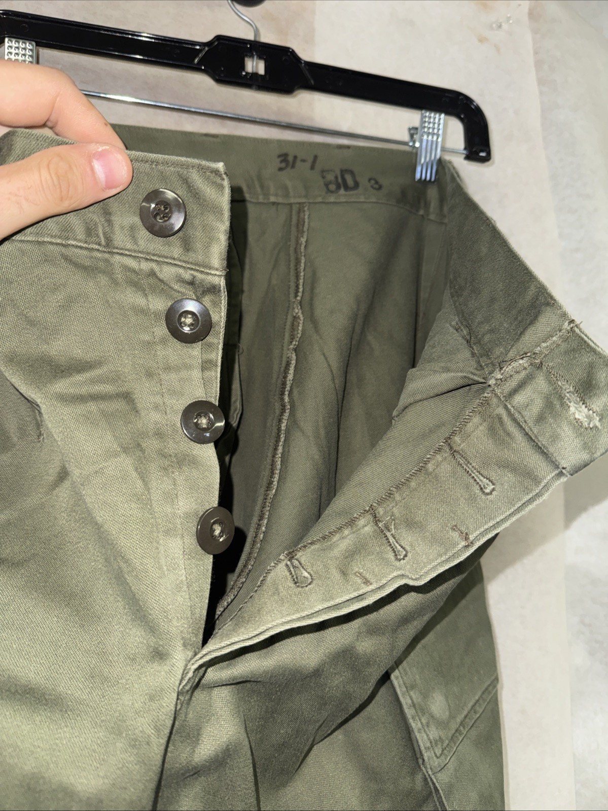 Dutch Military Field Pants Cargo Trousers Olive Green 31×31 Surplus 1981