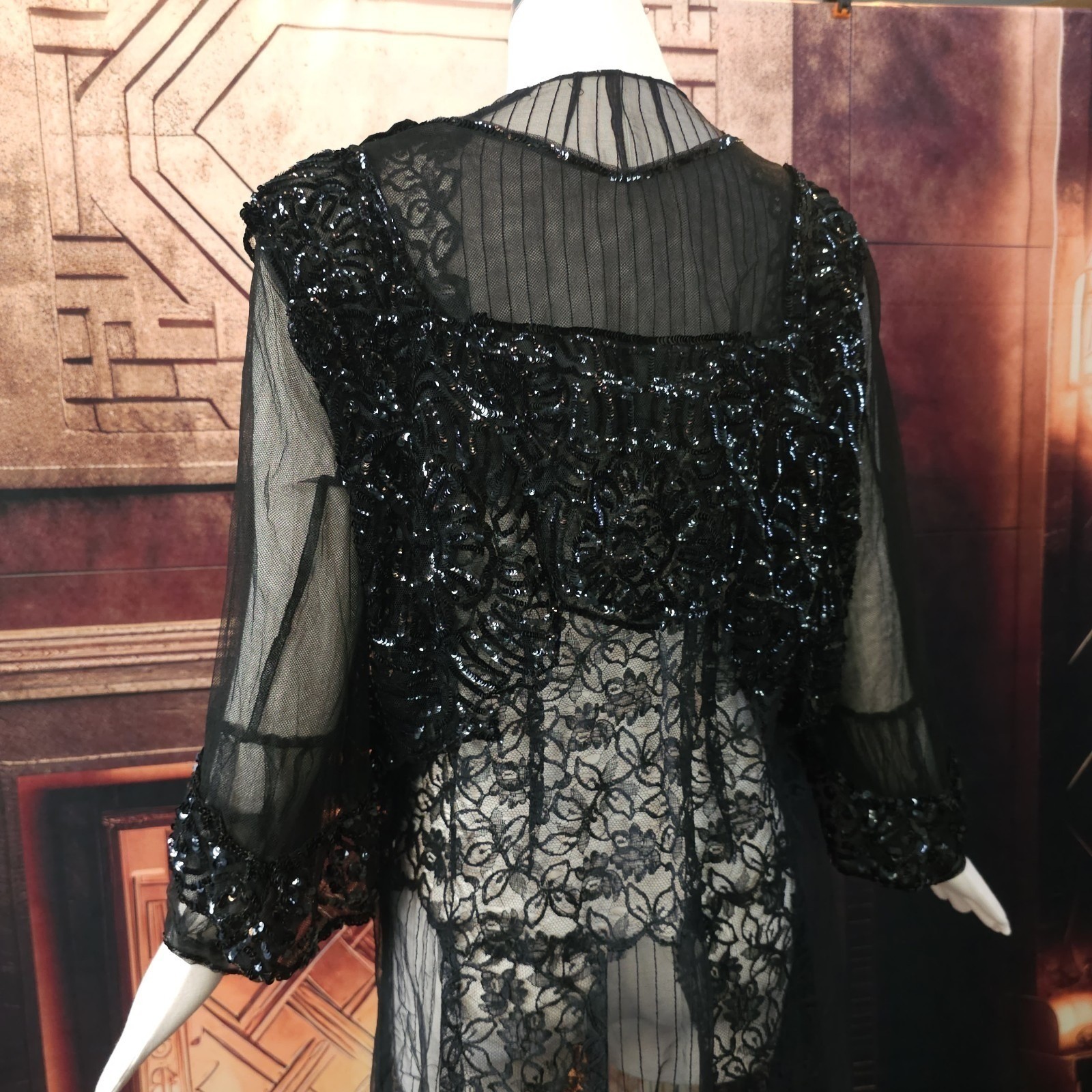 Unbelievable Rare Chiffon Fully Sequined Edwardian 1910s 20s Blouse Top Antique