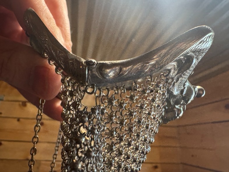 Antique Sterling Silver Art Nouveau Chainmail Mesh Purse