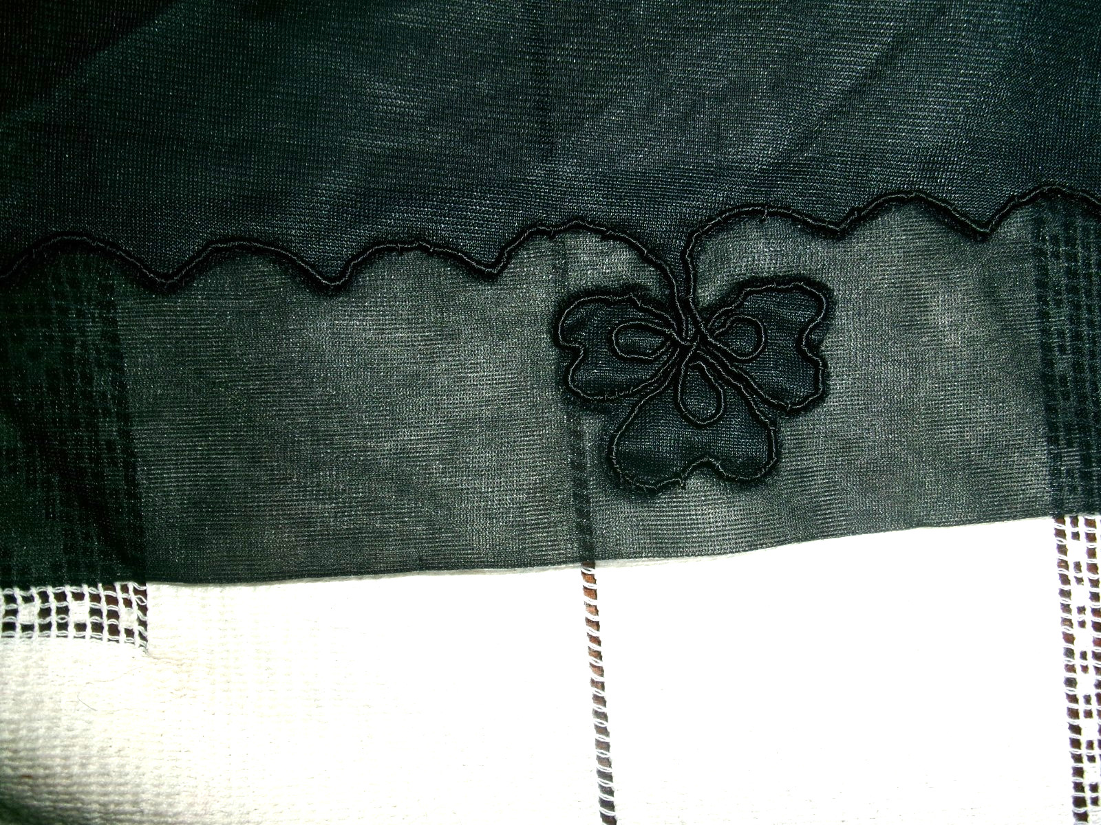 Vintage Carol Brent Black Nylon Full Slip Sz 36 Double Panel Sheer Applique