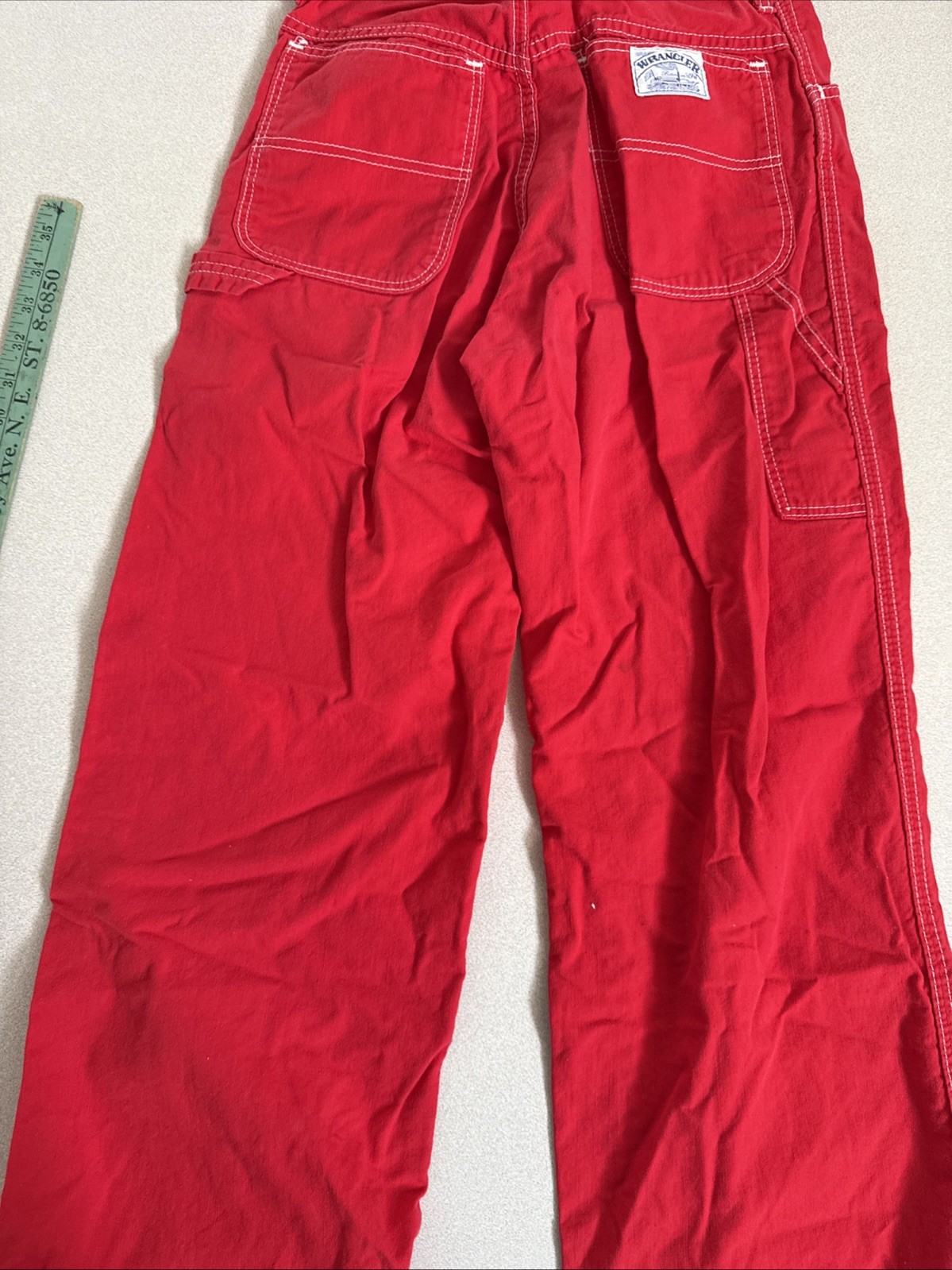 VTG 80’S WRANGLER RED CARGO PANTS BAGGY JUNIOR SZ 9 BORN IN USA MADE (37)