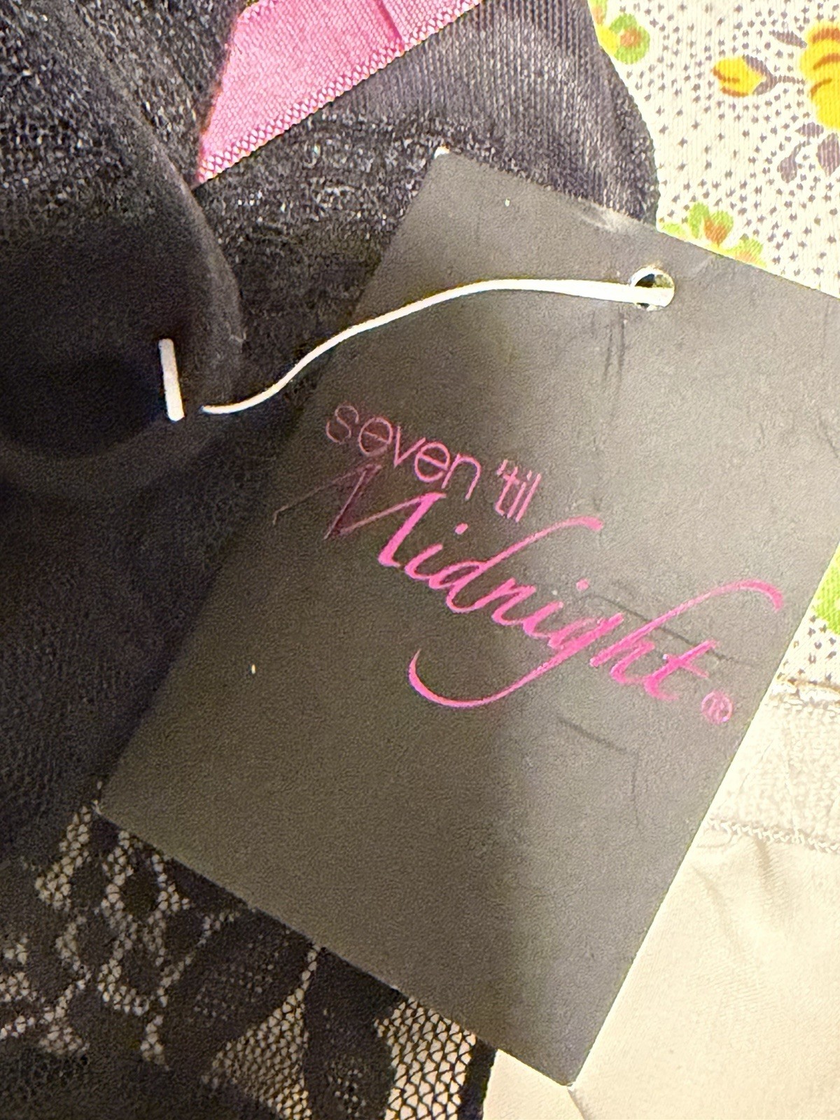 VTG Y2K SEVEN ‘TIL MIDNIGHT BLACK W/ LACE INSETS HIP HUGGER BIKINI PANTIES SZ L
