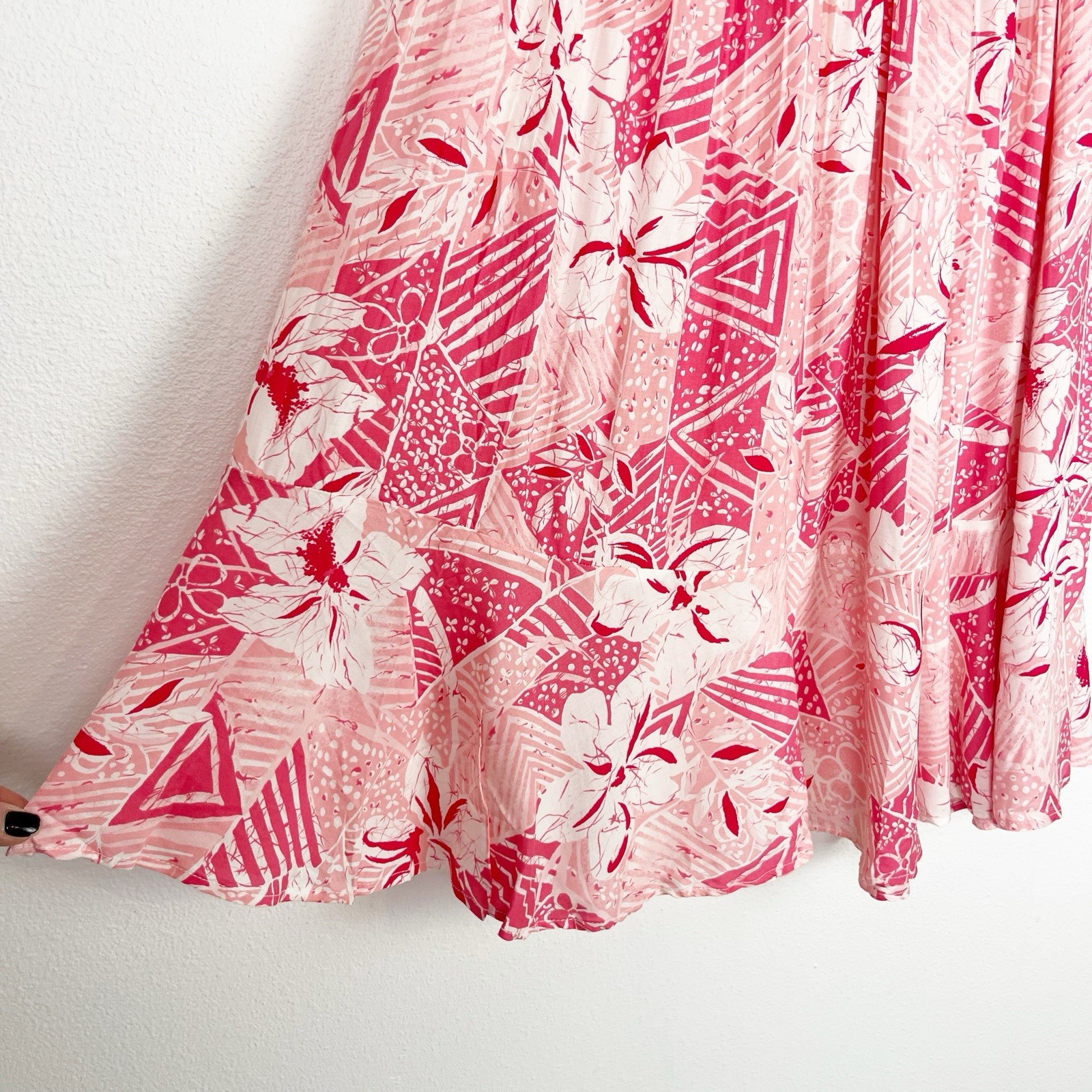 True Vintage ‘Miss Oops’ Two Piece Skirt and Top Set Hawaiian Floral Dress 80s