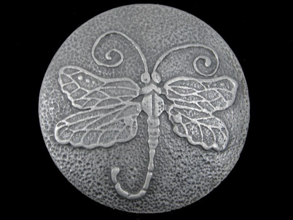 SE03132 VINTAGE 1970s **DRAGONFLY** ARTWORK PEWTER BELT BUCKLE
