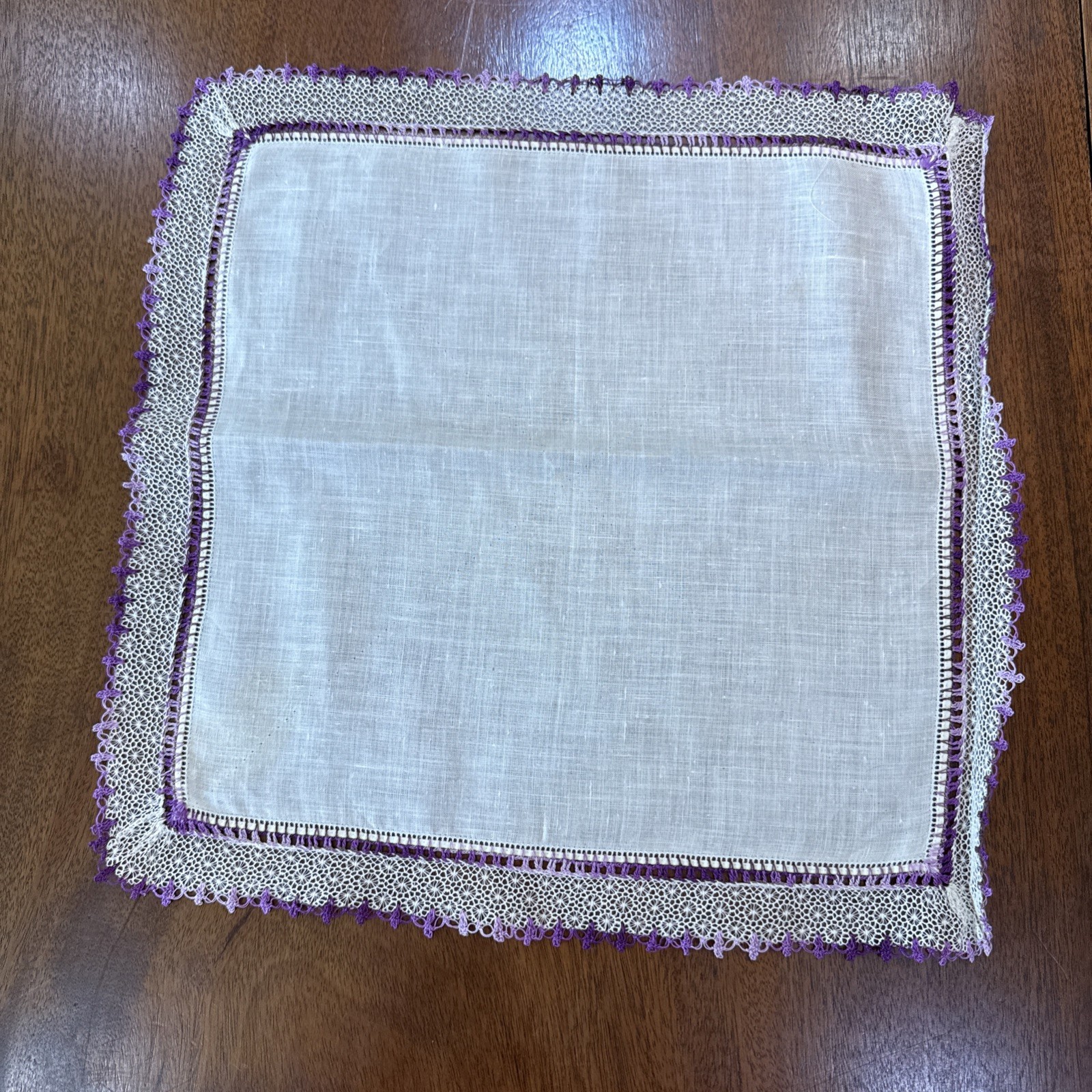Embroidery Cotton Linen Hankies Handkerchiefs Lot 5 Violets Purple Lace VTG