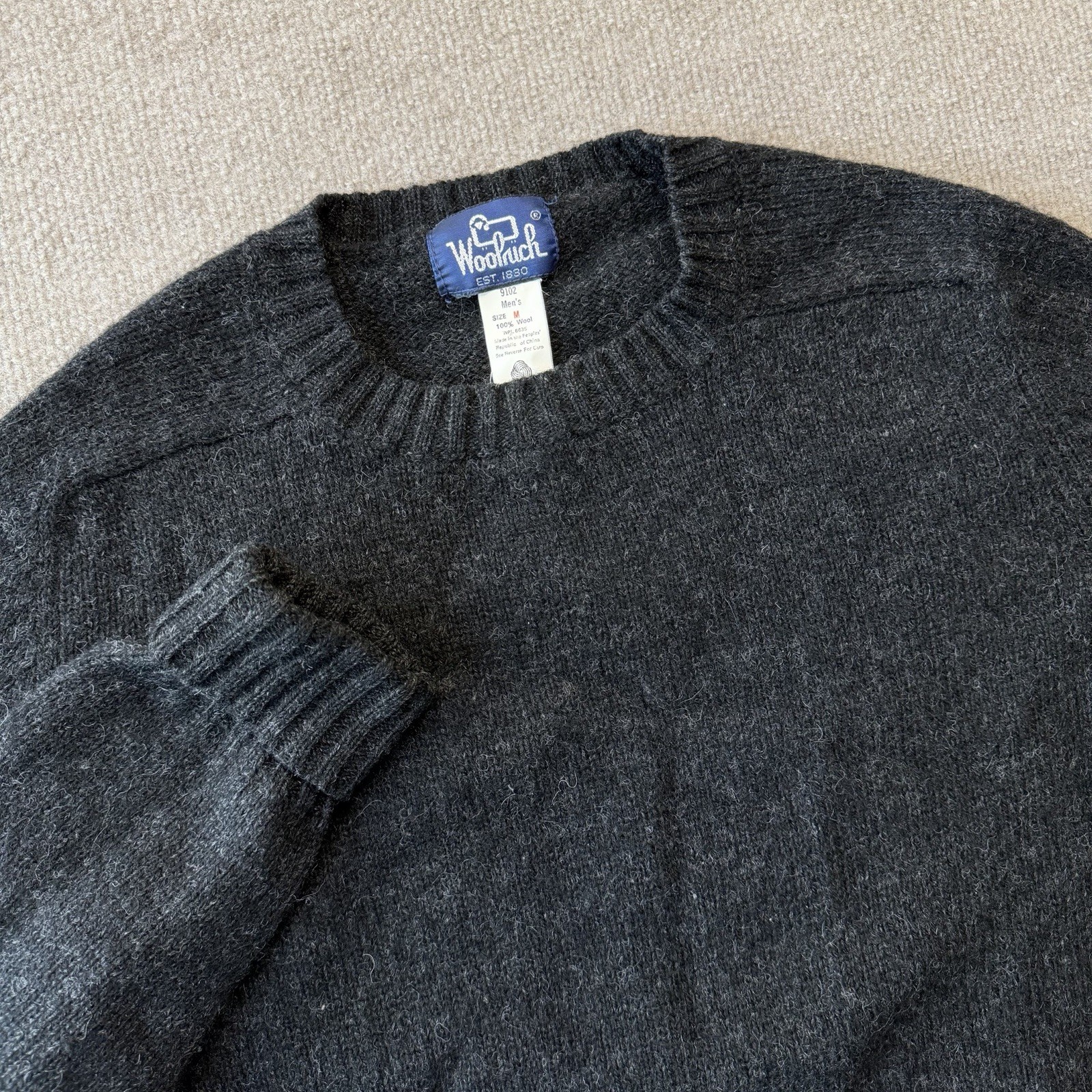 Vintage Woolrich 100% Wool Black Sweater Men’s Size M