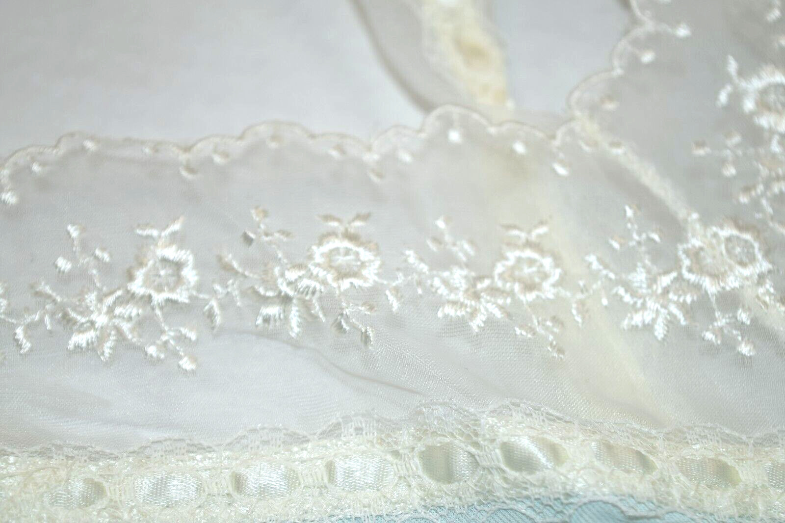 Vintage Camisole Carol Brent Size S/M 50s Pale Blue White Rose Lace Ribbon Strap