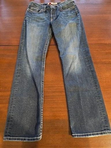 BKE Buckle Drew Womens Sz 28 x 30 1/2 Dark Boot Cut Stretch Jeans Big Stitch
