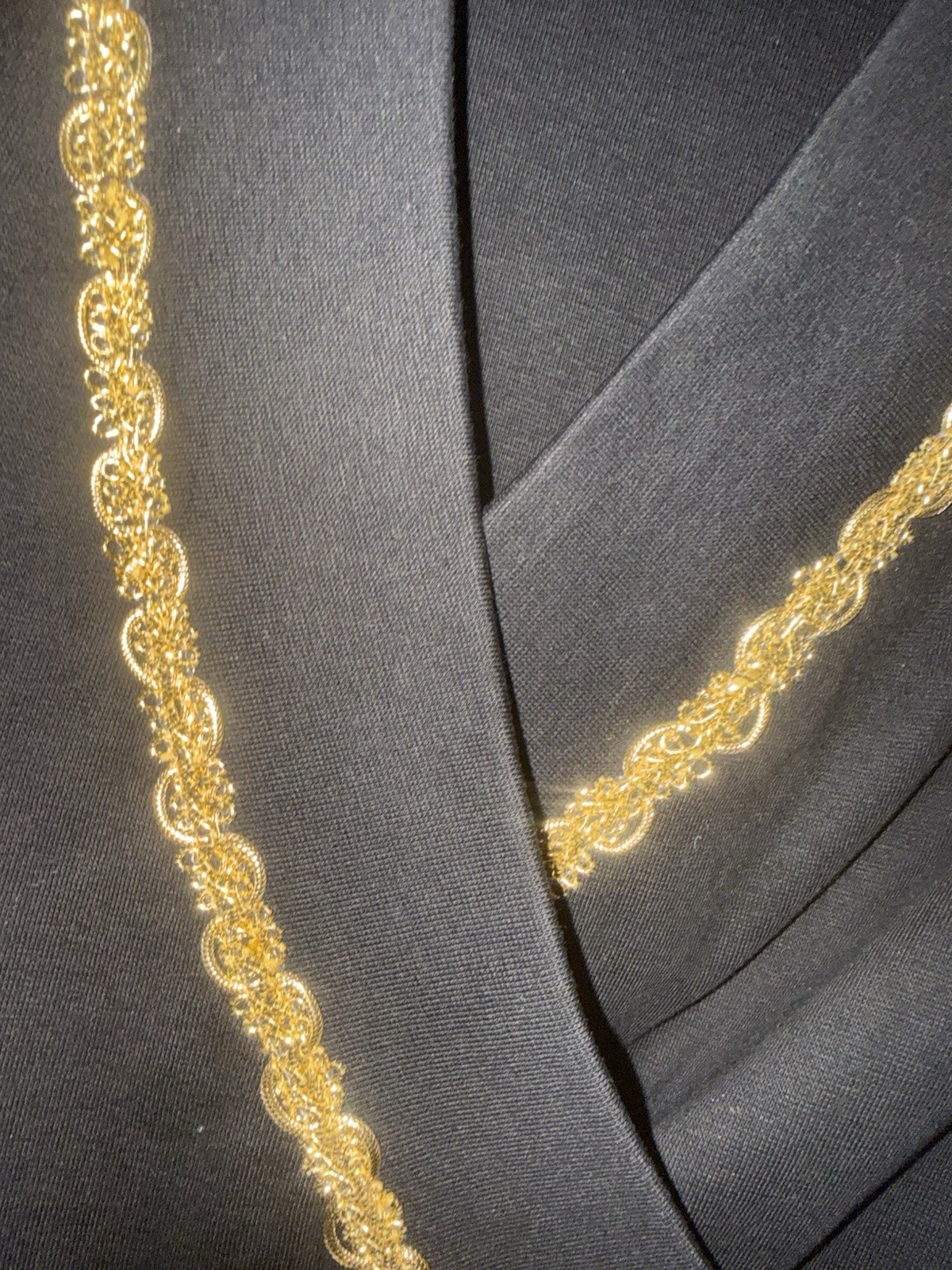 Vintage YES Clothing Co 90s Black Wrap Top Gold Bead Trim Made in USA Size L Y2K